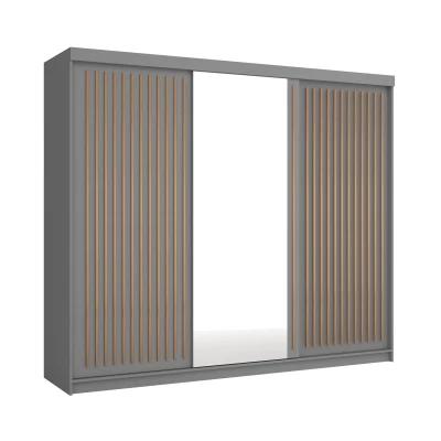 Šatníková skriňa so zrkadlom 250/62 KAREN - šedá / dub wotan