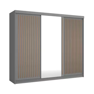 Šatníková skriňa so zrkadlom 250/62 KAREN - šedá / dub wotan