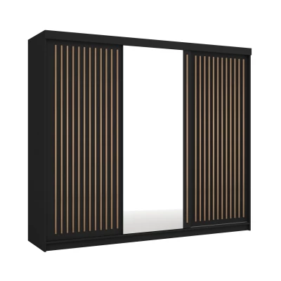 Šatníková skriňa so zrkadlom 250/62 KAREN - čierna / dub wotan