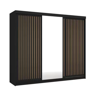 Šatníková skriňa so zrkadlom 250/62 KAREN - čierna / dub wotan