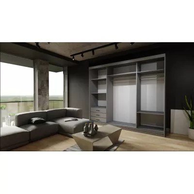 Šatníková skriňa so zrkadlom 250/62 KAREN - čierna / dub wotan