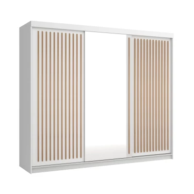 Šatníková skriňa so zrkadlom 250/62 KAREN - biela / dub wotan