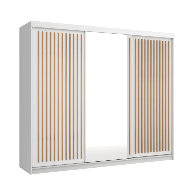 Šatníková skriňa so zrkadlom 250/62 KAREN - biela / dub wotan