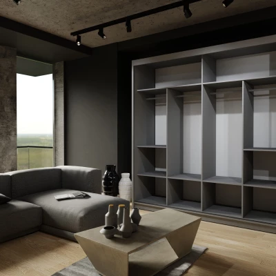 Šatníková skriňa so zrkadlom 200/62 KAREN - šedá / dub wotan