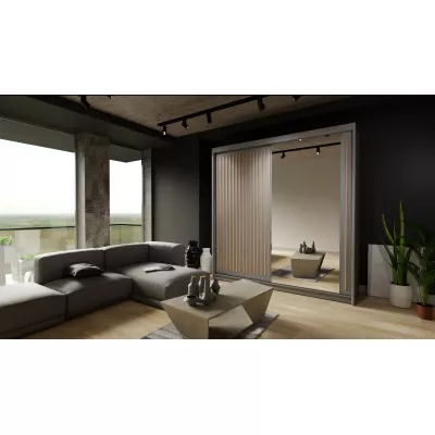 Šatníková skriňa so zrkadlom 200/62 KAREN - šedá / dub wotan