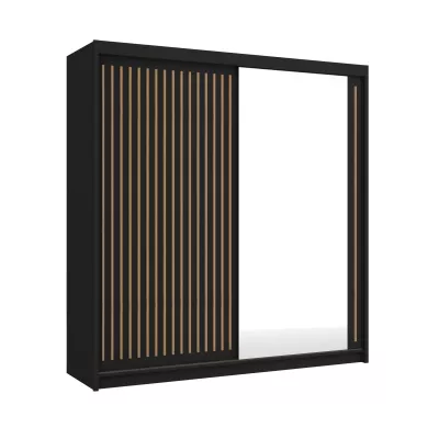 Šatníková skriňa so zrkadlom 200/62 KAREN - čierna / dub wotan