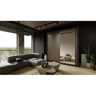 Šatníková skriňa so zrkadlom 200/62 KAREN - čierna / dub wotan