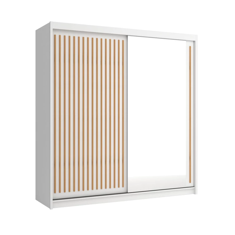 Šatníková skriňa so zrkadlom 200/62 KAREN - biela / dub wotan