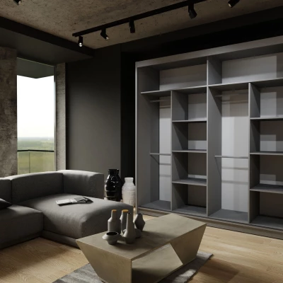 Šatníková skriňa so zrkadlom 200/62 KAREN - biela / dub wotan