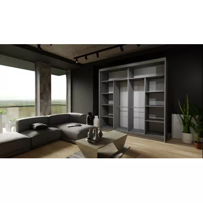 Šatníková skriňa so zrkadlom 200/62 KAREN - biela / šedá