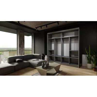 Šatníková skriňa so zrkadlom 200/62 KAREN - biela / šedá