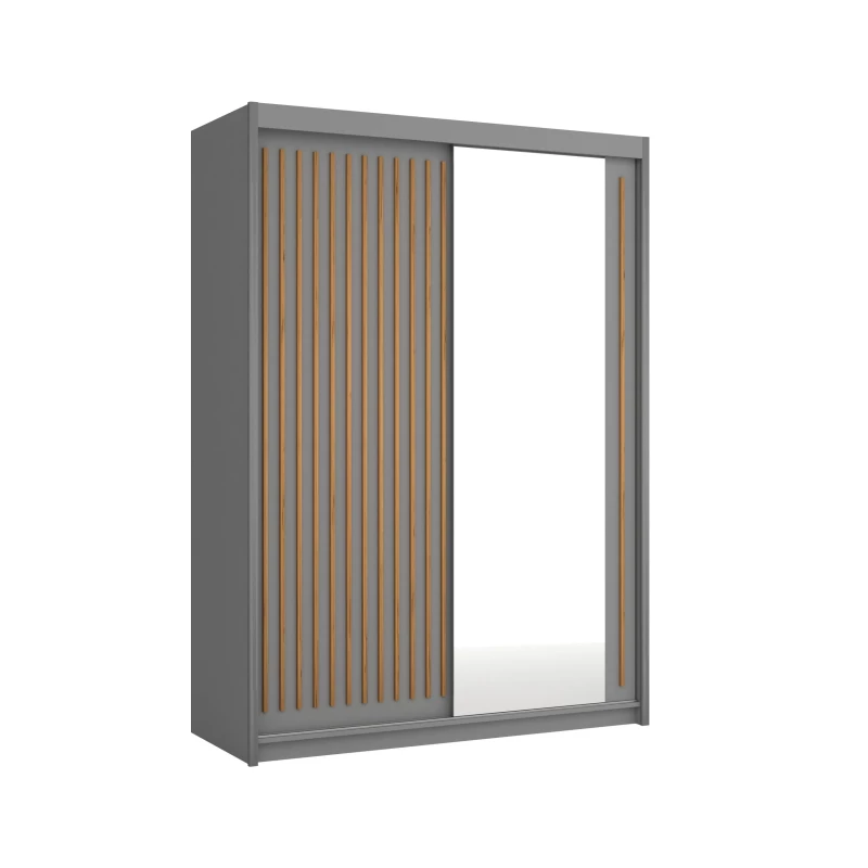 Šatníková skriňa so zrkadlom 150/62 KAREN - šedá / dub wotan