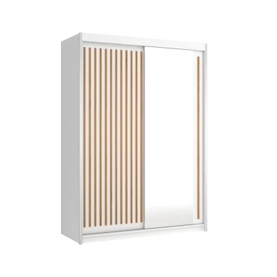 Šatníková skriňa so zrkadlom 150/62 KAREN - biela / dub wotan