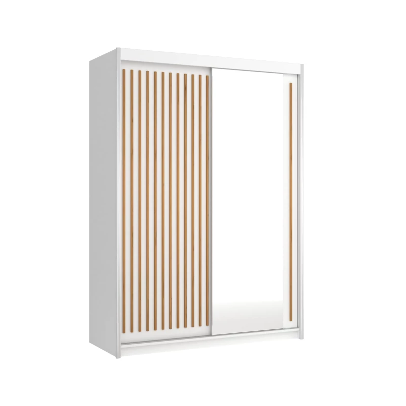 Šatníková skriňa so zrkadlom 150/62 KAREN - biela / dub wotan