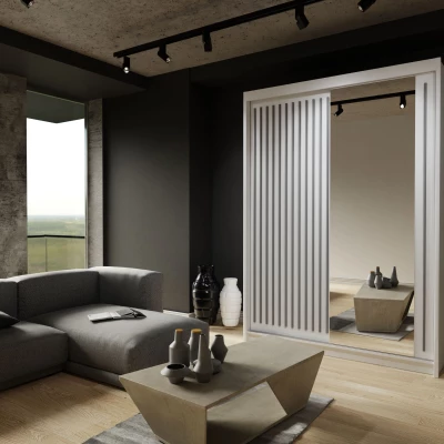 Šatníková skriňa so zrkadlom 150/62 KAREN - biela / šedá