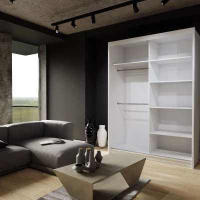 Šatníková skriňa so zrkadlom 150/62 KAREN - biela / šedá