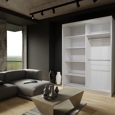 Šatníková skriňa so zrkadlom 150/62 KAREN - biela / šedá