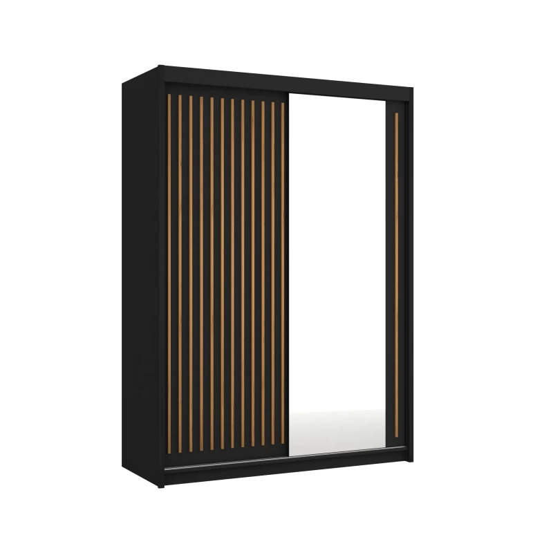 Šatníková skriňa so zrkadlom 150/62 KAREN - čierna / dub wotan