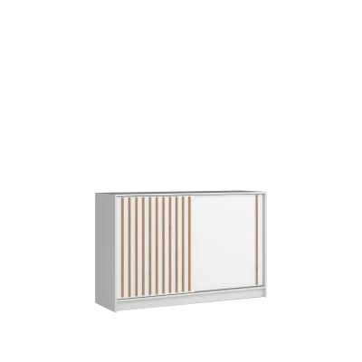 Široká komoda s dvierkami KAREN - biela / dub wotan