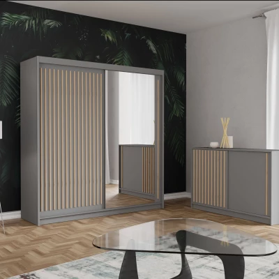 Široká komoda s dvierkami KAREN - šedá