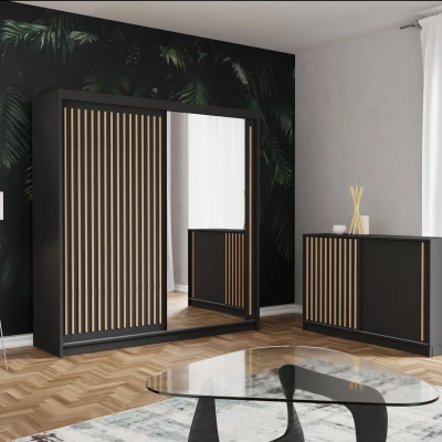 Široká komoda s dvierkami KAREN - čierna