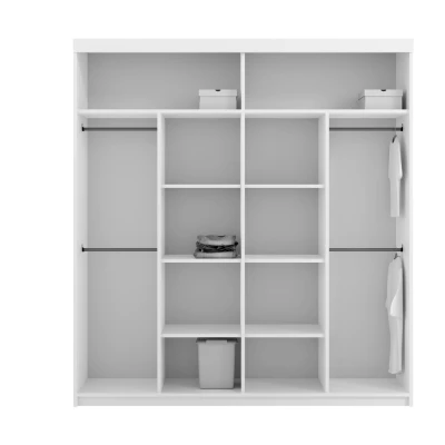 Šatníková skriňa so zrkadlom 203/62 KAILAN - biela matná