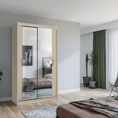 Zrkadlová šatníková skriňa 120/62 KAILAN - dub sonoma