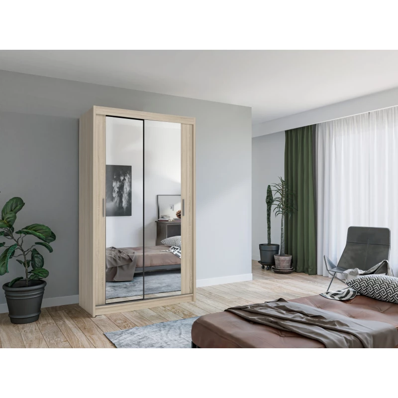 Zrkadlová šatníková skriňa 120/62 KAILAN - dub sonoma