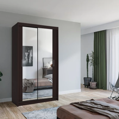 Zrkadlová šatníková skriňa 120/62 KAILAN - wenge
