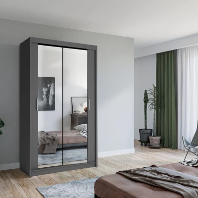 Zrkadlová šatníková skriňa 120/62 KAILAN - šedá