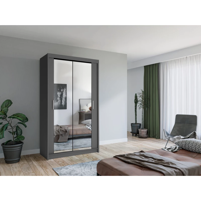 Zrkadlová šatníková skriňa 120/62 KAILAN - šedá