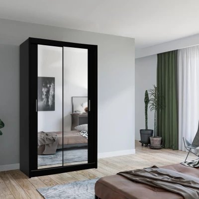 Zrkadlová šatníková skriňa 120/62 KAILAN - čierna