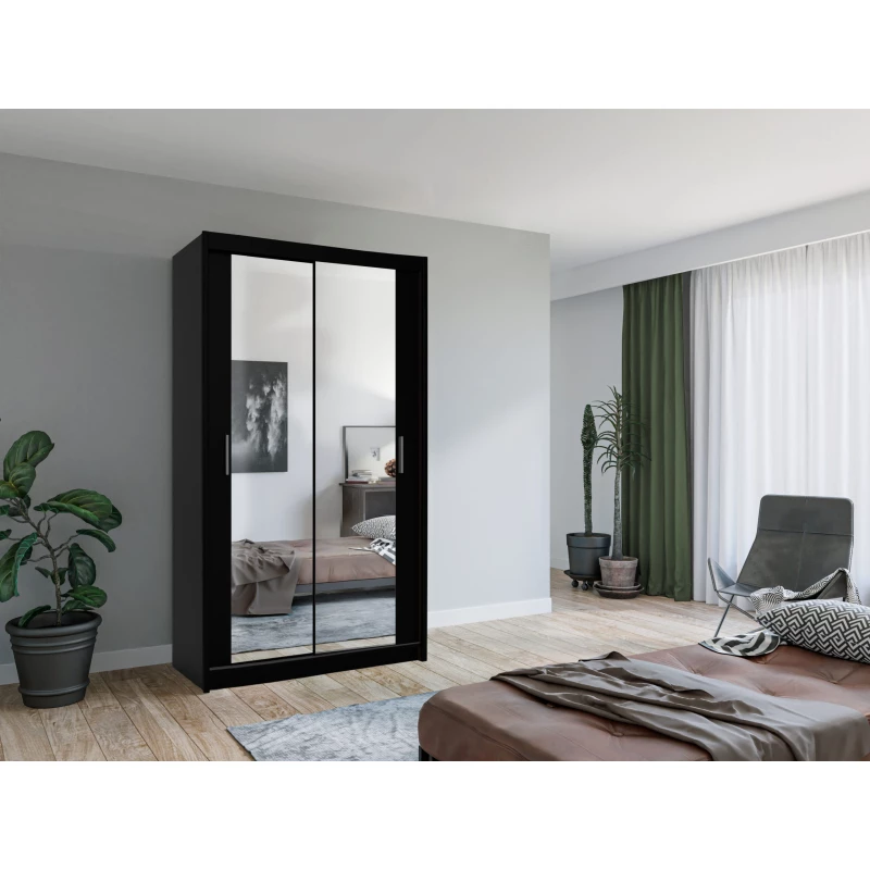 Zrkadlová šatníková skriňa 120/62 KAILAN - čierna