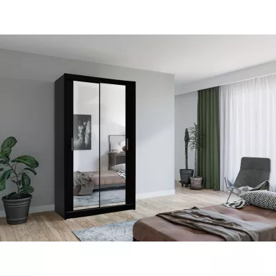 Zrkadlová šatníková skriňa 120/62 KAILAN - čierna