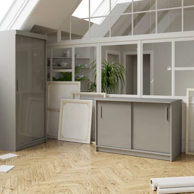 Komoda s posuvnými dverami ALMITA - šedá