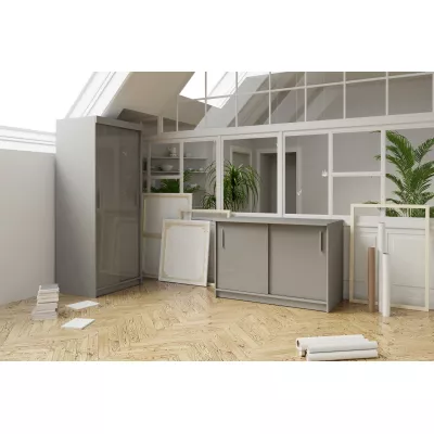 Komoda s posuvnými dverami ALMITA - šedá