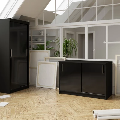 Komoda s posuvnými dverami ALMITA - čierna