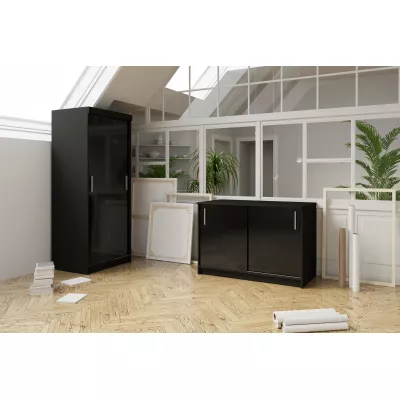 Komoda s posuvnými dverami ALMITA - čierna