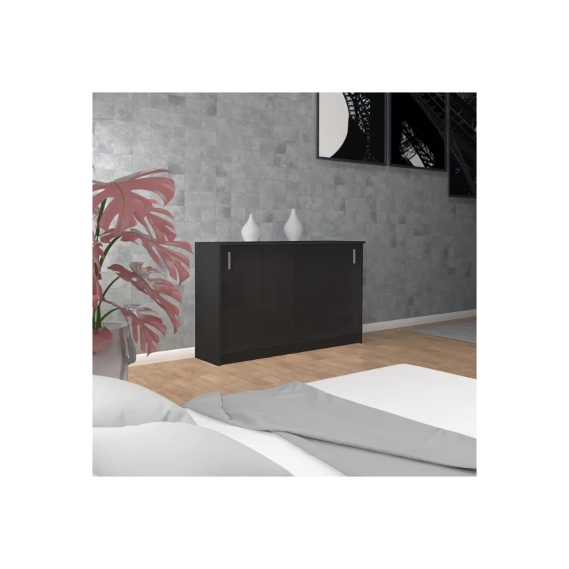 Komoda s posuvnými dverami ALMITA - čierna