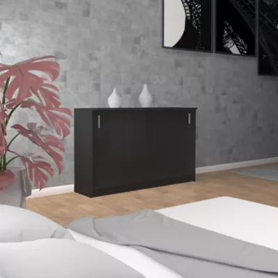 Komoda s posuvnými dverami ALMITA - čierna