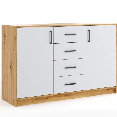 Kombinovaná komoda ANKE - biela / dub artisan