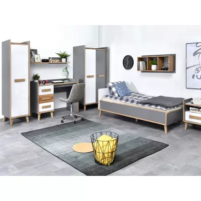 Nábytok do študentskej izby ANGELY - biely / šedý / jaseň