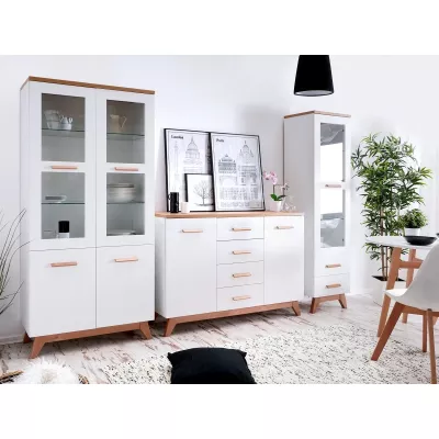 Komoda so šuplíkmi HENDA - biela / dub