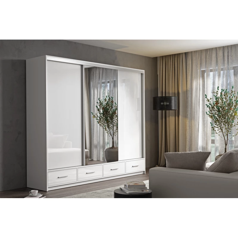 Moderná šatníková skriňa s LED osvetlením 250/62 LIZY - biela