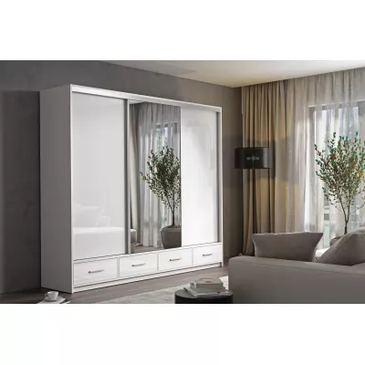 Moderná šatníková skriňa s LED osvetlením 250/62 LIZY - biela