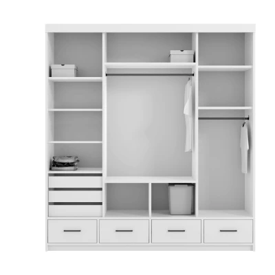 Moderná šatníková skriňa s LED osvetlením 200/62 LIZY - biela