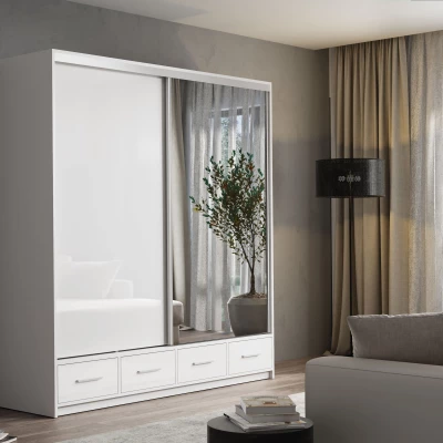 Moderná šatníková skriňa s LED osvetlením 200/62 LIZY - biela