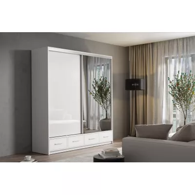 Moderná šatníková skriňa s LED osvetlením 200/62 LIZY - biela
