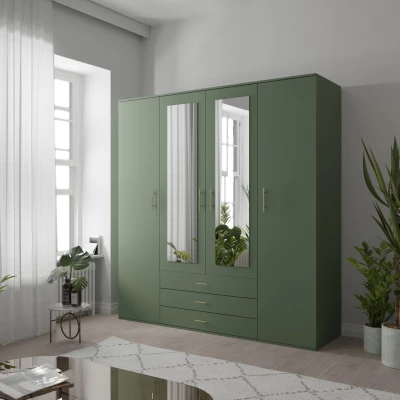 Štvordverová šatníková skriňa 200/58 JONELA - zelená