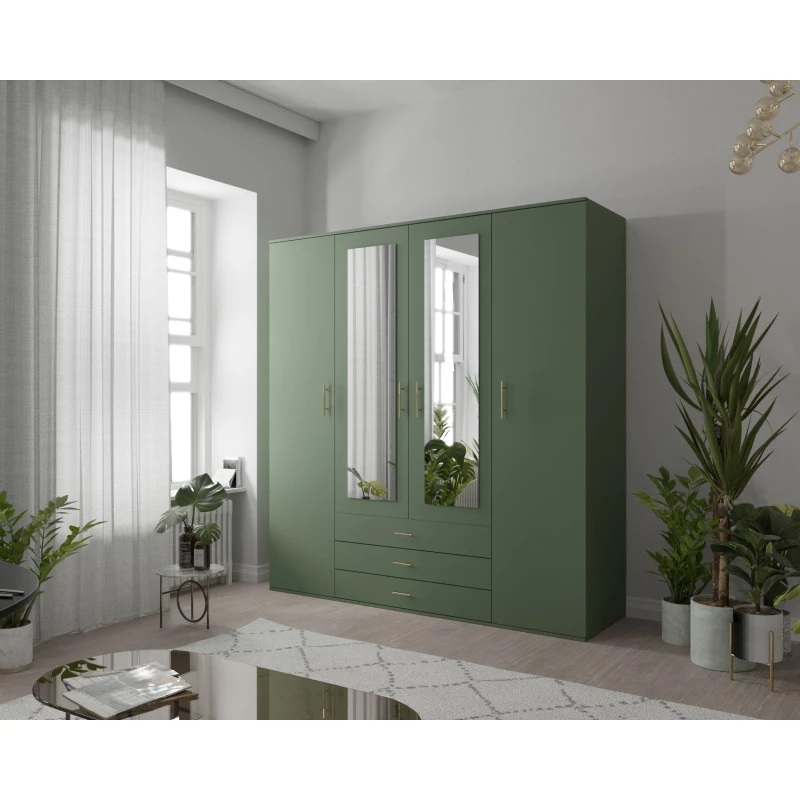 Štvordverová šatníková skriňa 200/58 JONELA - zelená